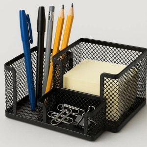 Mesh Desk Organizer Pen Holder Multi Slot Metal Pencil Cup Stationary Storage Box For Office School Home Supplies