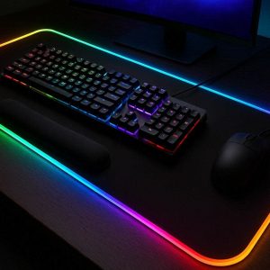 RGB Glowing Gaming Desk Mat Large LED Extended Mouse Pad Color Changing Backlit Computer Keyboard Cushion Workspace