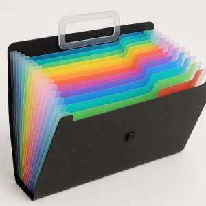Expanding File Folder 13 Pockets Portable Accordion Document Organizer Plastic Bill Receipt Holder Office School Multi Color