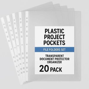 Plastic Project Pockets File Folders Set Transparent Document Protector Organizer Jacket Envelopes Office School Supplies Pack