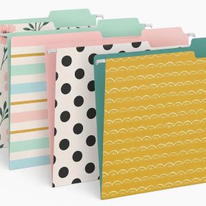 Decorative Cute File Folders Letter Size 1/3 Cut Tab Assorted Pattern Heavy Duty Paper Hanging Pocket Organizers