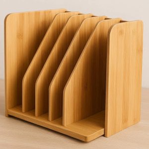 Natural Bamboo File Folder Desktop Document Organizer Rack Multi Slot Wooden Magazine Sorter Holder Minimalist Storage